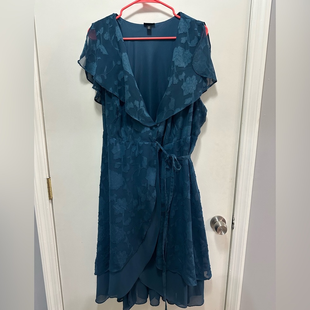 Torrid Teal Floral Wrap Dress